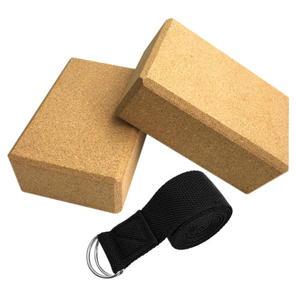 3PCS Yoga Block Cork Sport Home Gym Exercise Wood Yoga Brick Soft High Density Block for Indoor Sport Exercise Workout Fitness